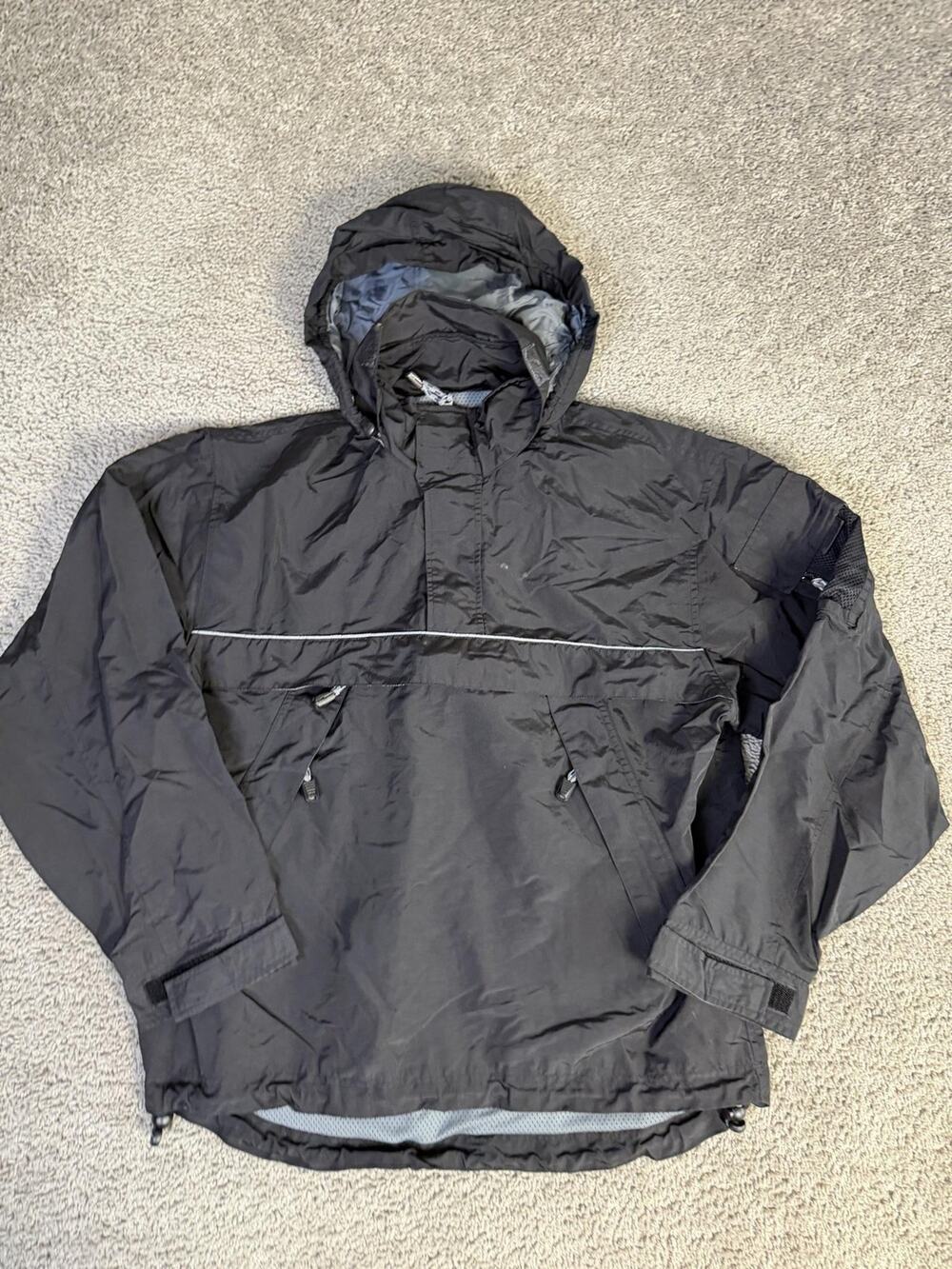 Gap Jacket Mens XS Black Anorak Hooded Lined Wind-Resistant Reflective Pockets